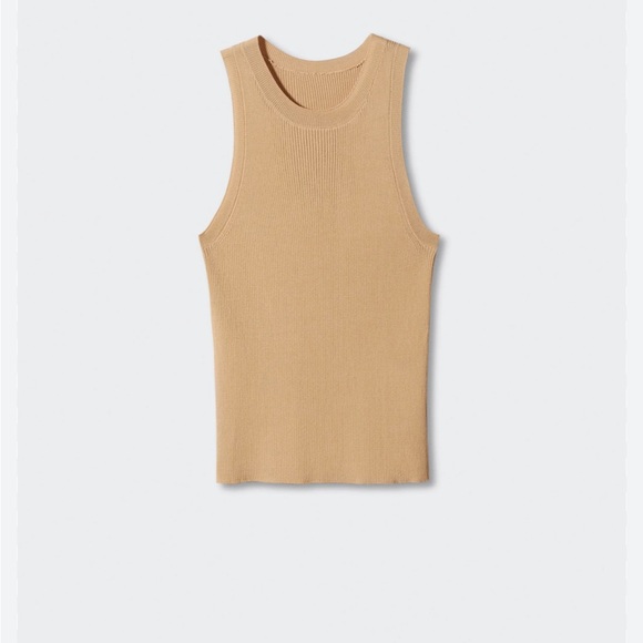 Mango Tops - Mango Ribbed Beige Tank Top